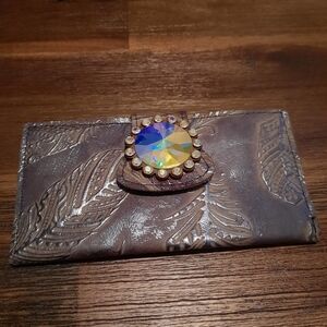 Stylish Brown Key Holder with Crystal Detail